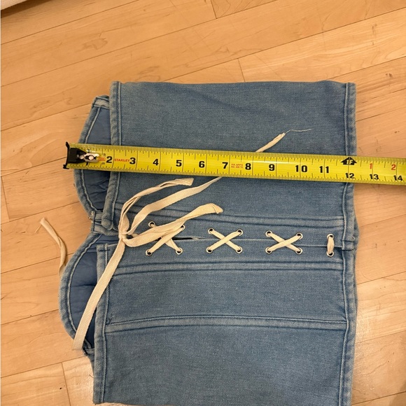 Denim Rhinestone Embellished Crop Top - Picture 9 of 9